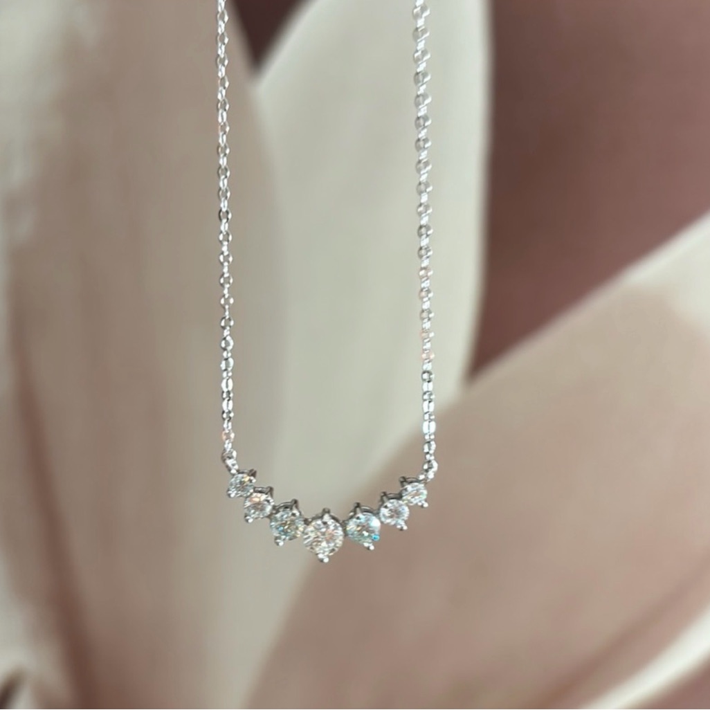 Gra Moissanite Diamond Bar Pendant Necklace Vermeil New
